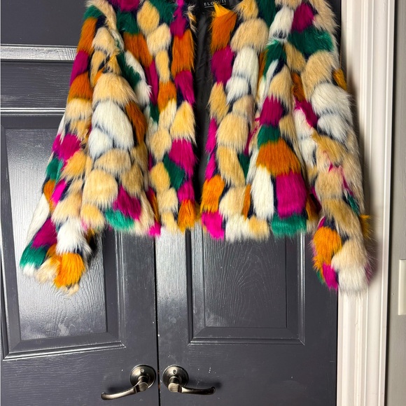 Eloquii Multicolored Faux Fur Jacket, size 18/20 Polyester, Acrylic - Picture 1 of 6
